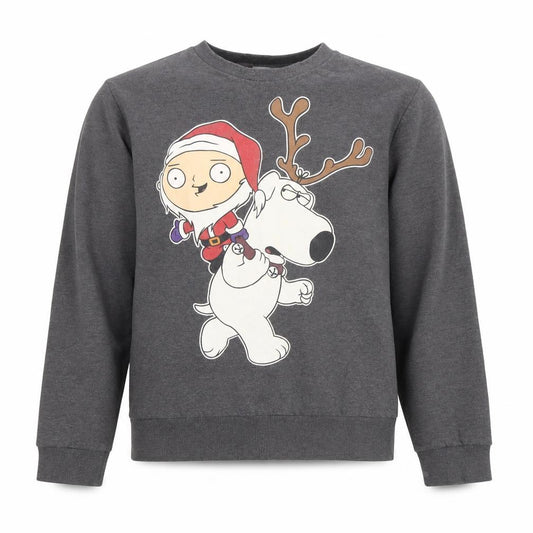 Family Guy Men's Grey Christmas Graphic Sweatshirt Size L