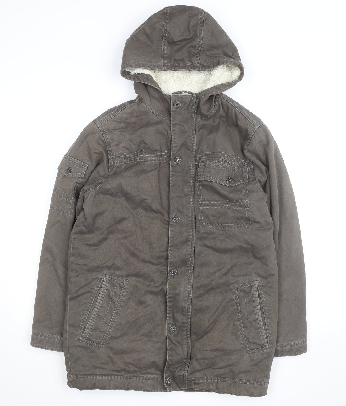 Old Navy Men's Brown Hooded Parka Jacket XL Cotton Lined