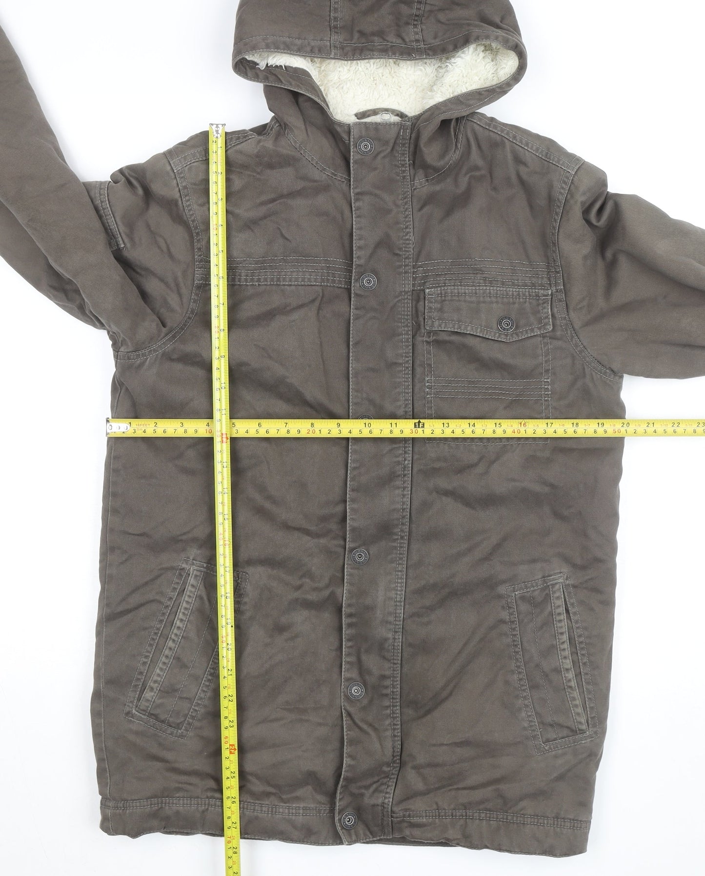 Old Navy Men's Brown Hooded Parka Jacket XL Cotton Lined