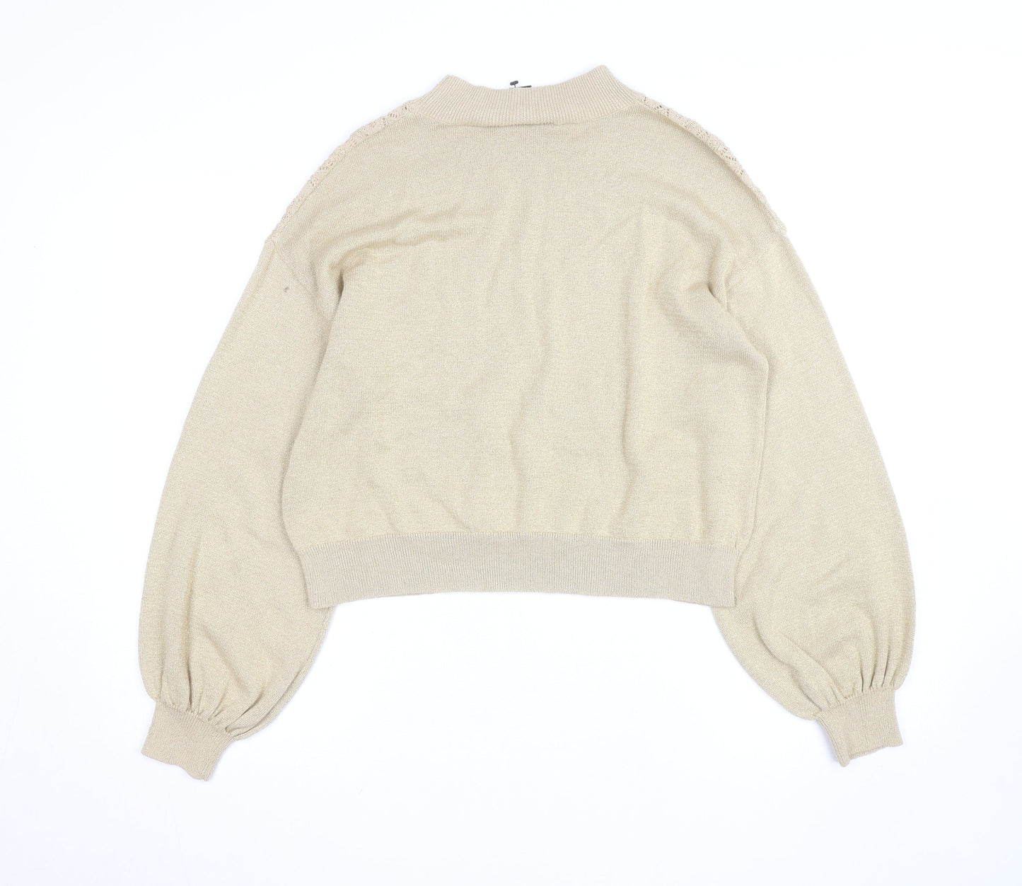 Monki Women’s Beige Mock Neck Knit Jumper Size 12