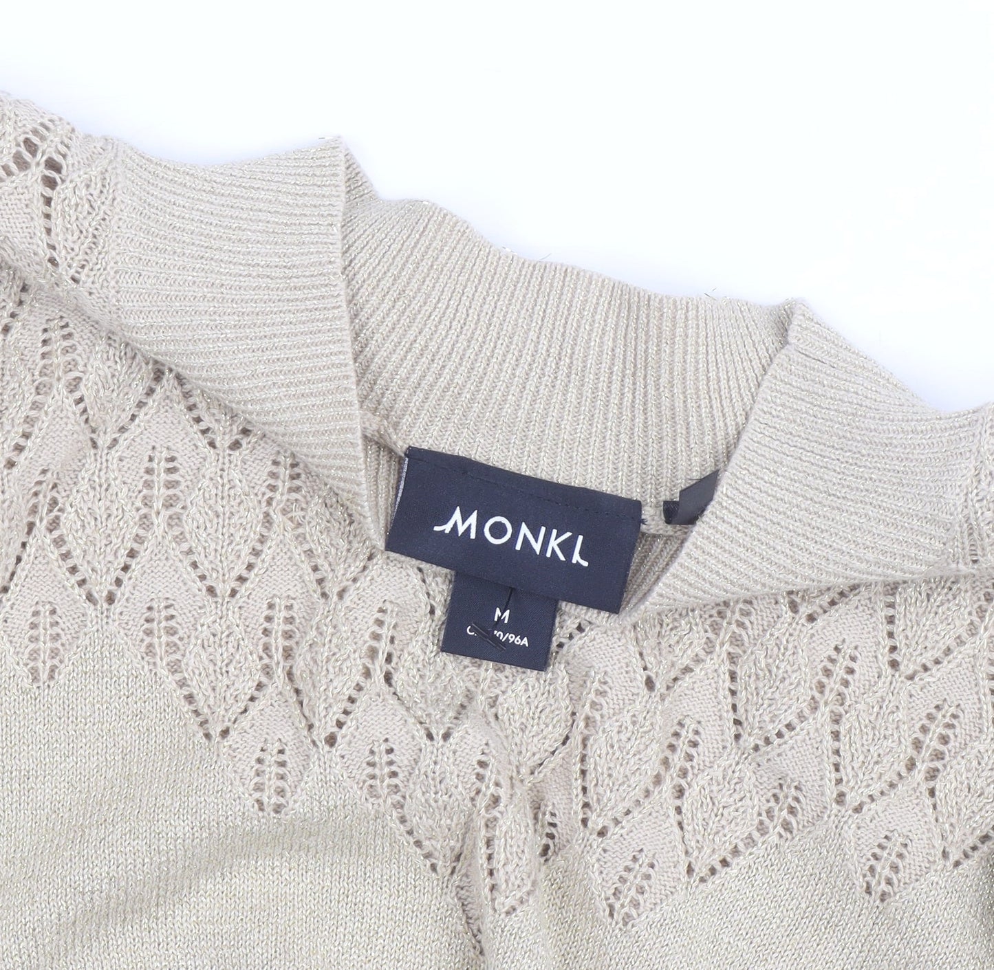 Monki Women’s Beige Mock Neck Knit Jumper Size 12