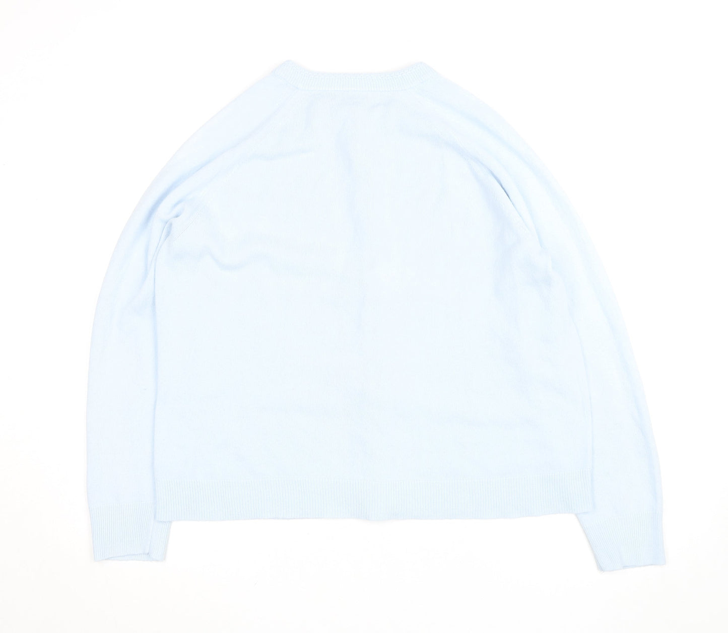 Karen Scott Women Light Blue Acrylic Cardigan L Button Front Knit