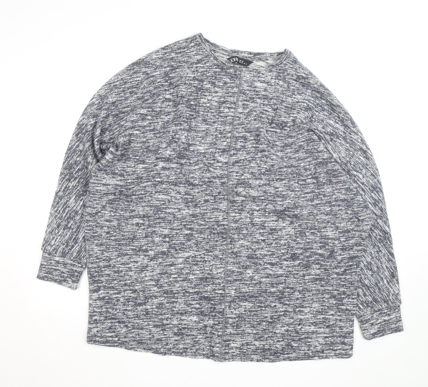 Yours Women Grey Size 18 Crew Neck Knit Cardigan