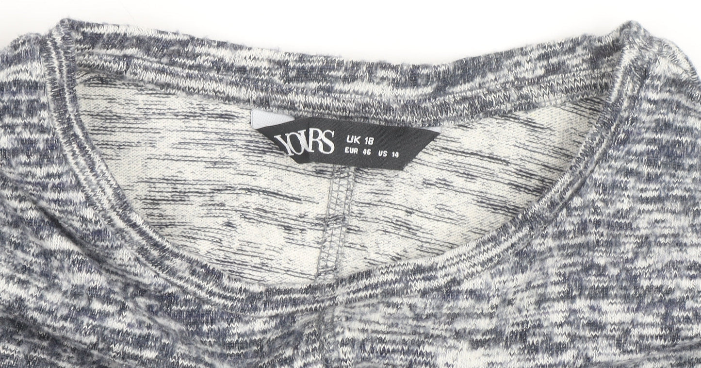 Yours Women Grey Size 18 Crew Neck Knit Cardigan