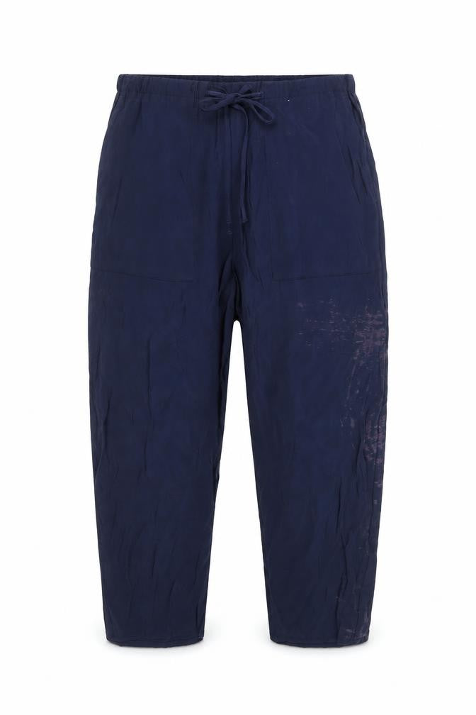 Marks & Spencer Blue Cropped Relaxed Viscose Trousers M Unisex