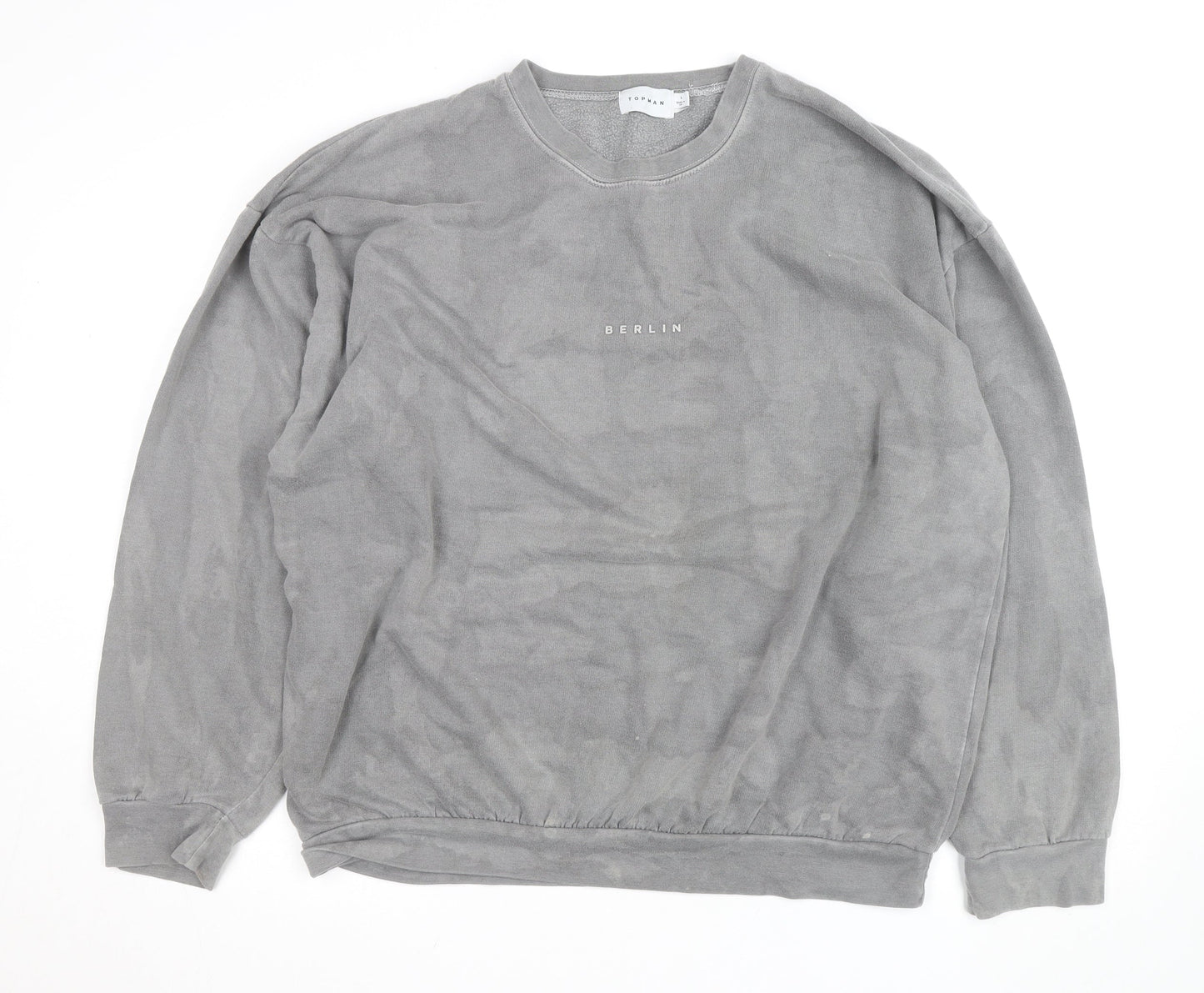 Topman Men’s Grey Berlin Crew Neck Pullover Sweatshirt Size L