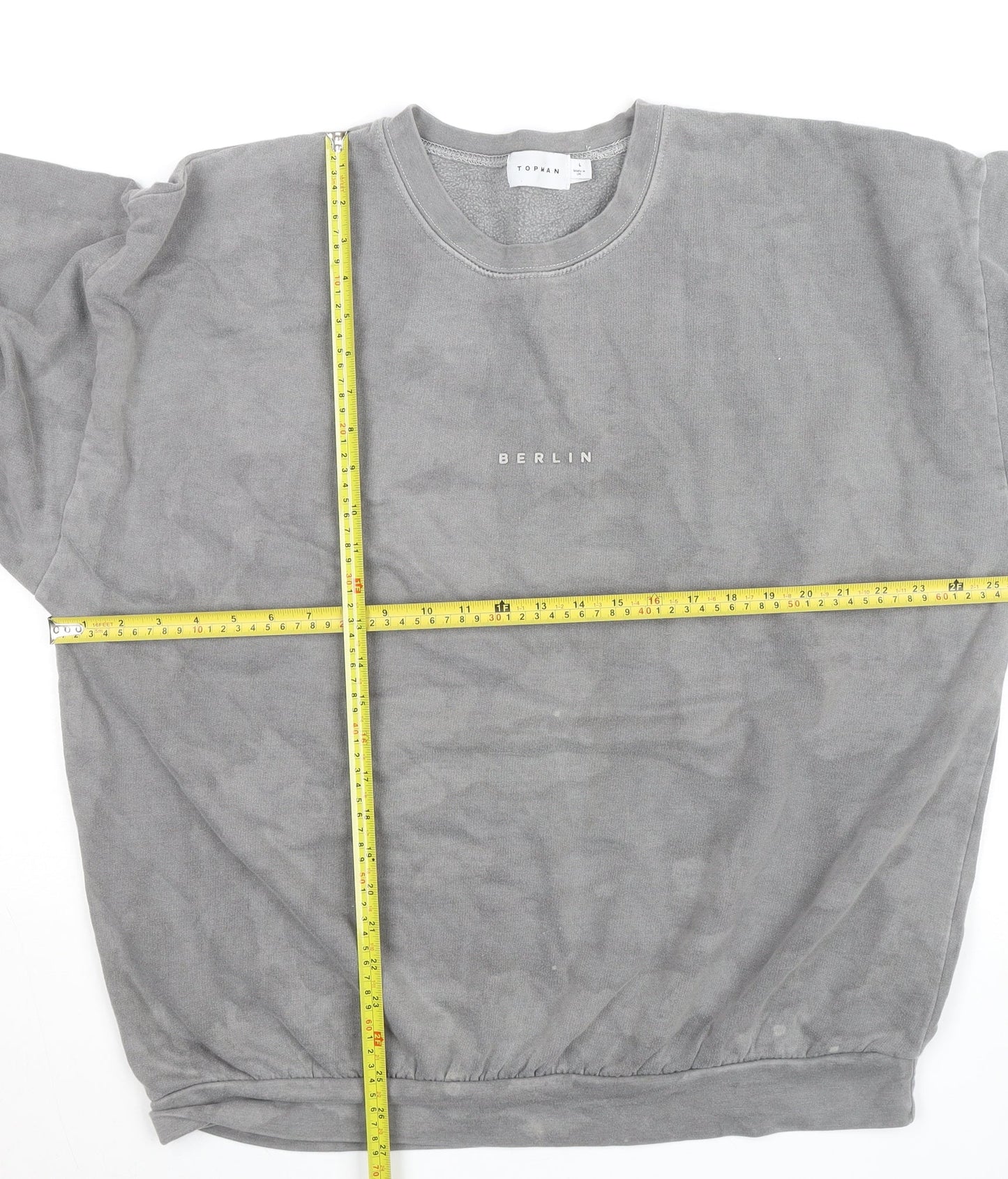 Topman Men’s Grey Berlin Crew Neck Pullover Sweatshirt Size L