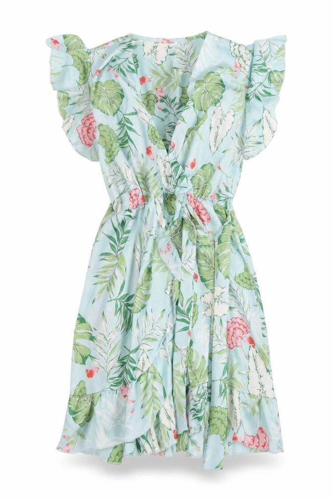 Millenium Women's Multicoloured Floral Wrap Dress Short Sleeve S