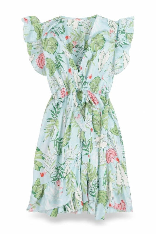 Millenium Women's Multicoloured Floral Wrap Dress Short Sleeve S