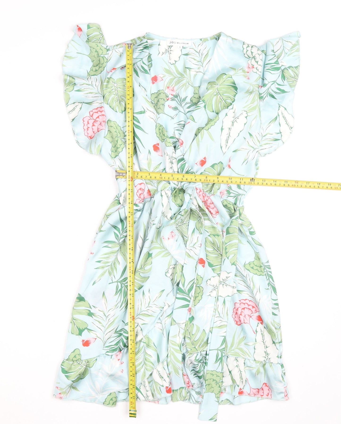 Millenium Women's Multicoloured Floral Wrap Dress Short Sleeve S