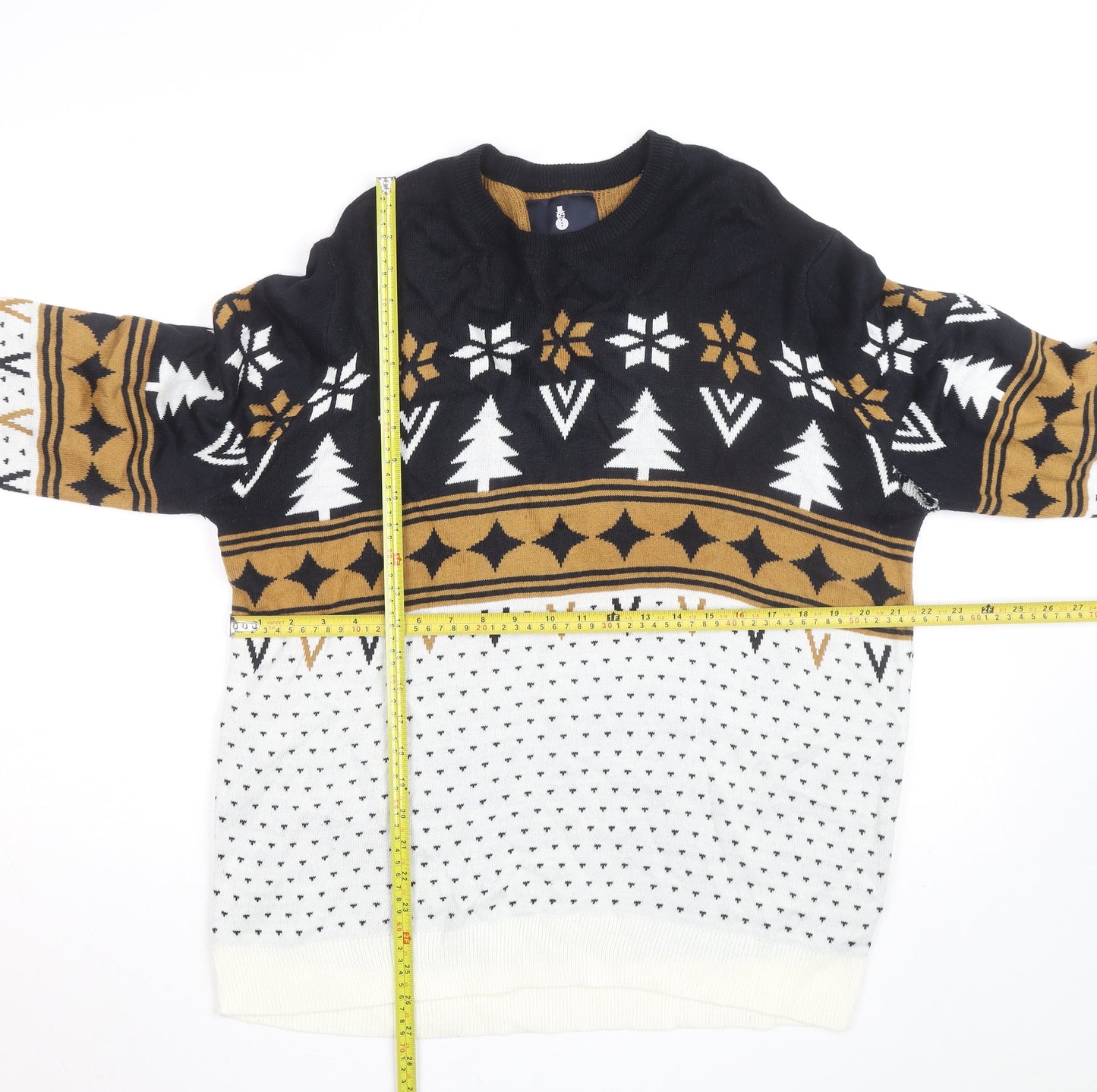 Paramour Men's Black Fair Isle Christmas Jumper XL