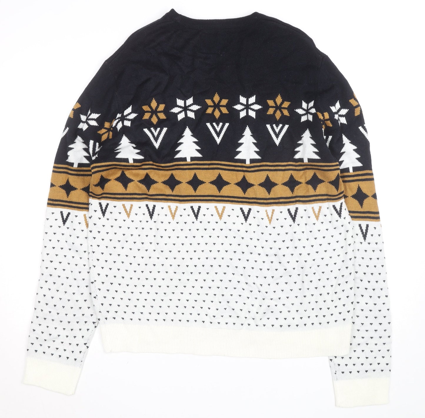 Paramour Men's Black Fair Isle Christmas Jumper XL