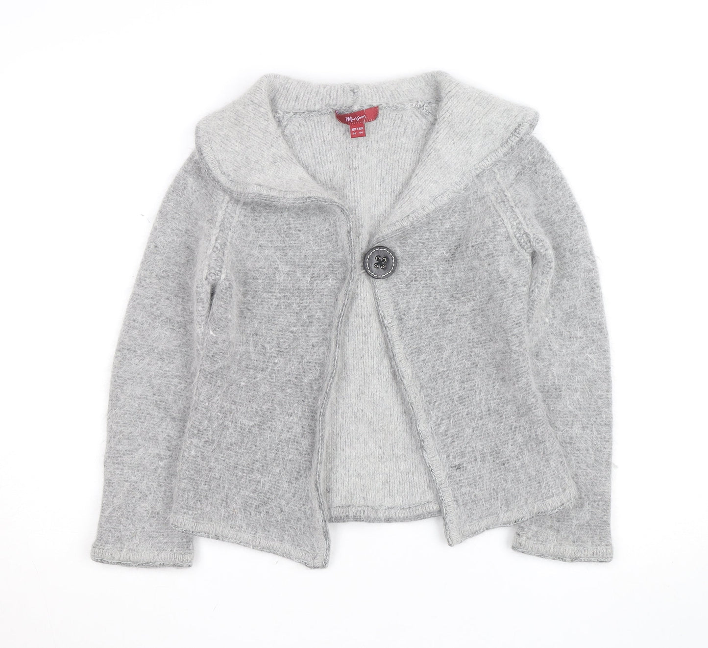 Monsoon Women Grey Lambswool Angora Cardigan UK 16