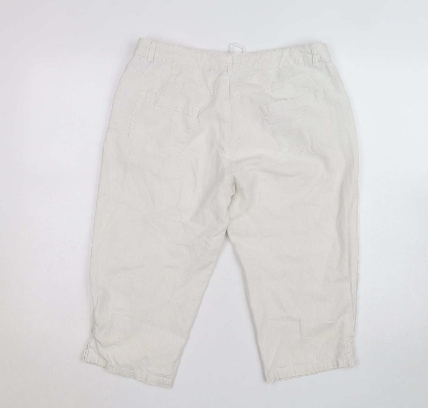 Mystify Women’s White Linen Chino Shorts Size 12 Drawstring Casual