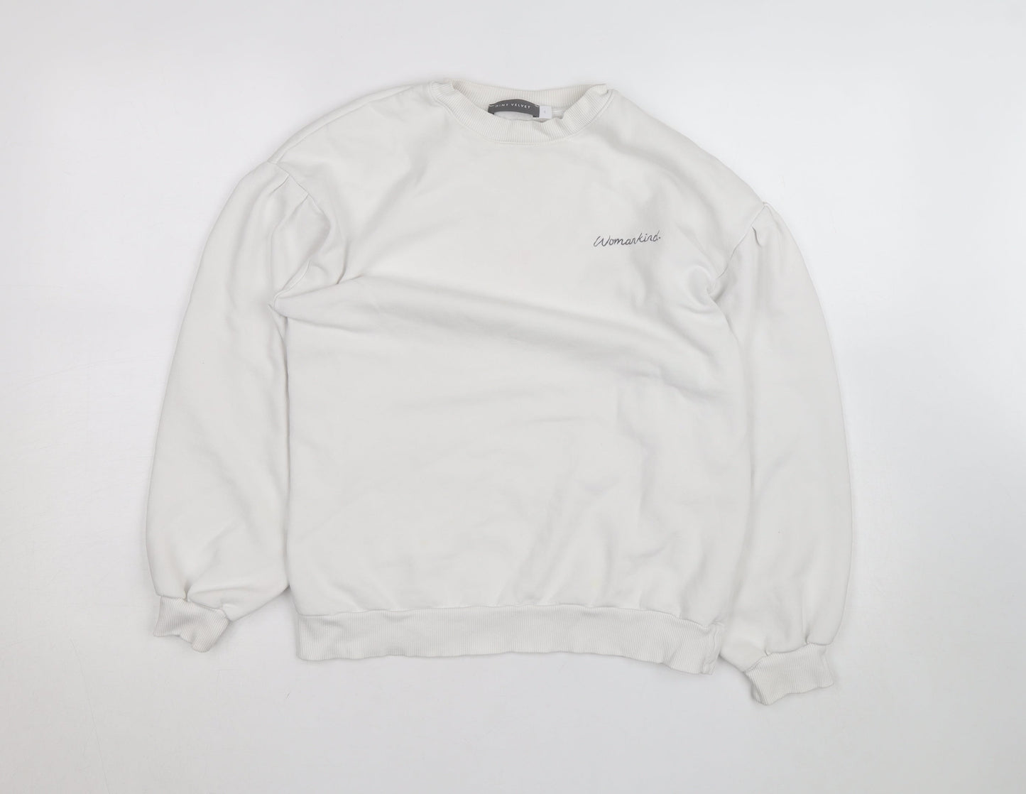 Mint Velvet Women White Crew Neck Pullover Sweatshirt Size S
