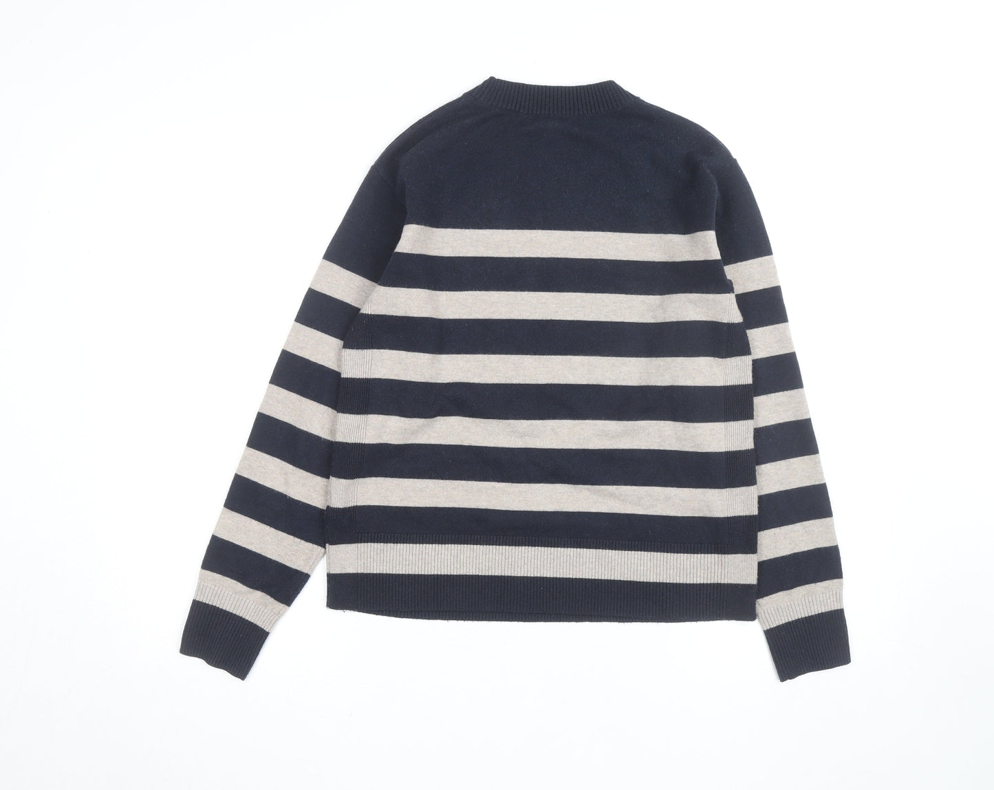 Marks and Spencer Mens Blue Striped Cotton Cashmere Jumper S