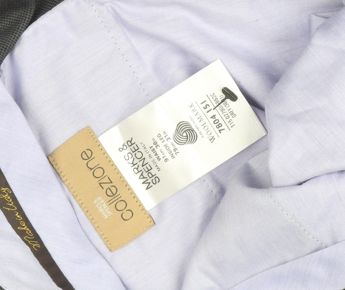Marks and Spencer Grey Wool Dress Pants Women’s Size 15 Pleated
