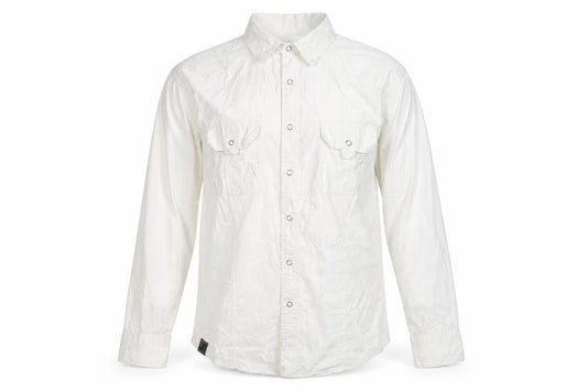Voyager 2025 Men's White Long Sleeve Cotton Button-Up Shirt Size L