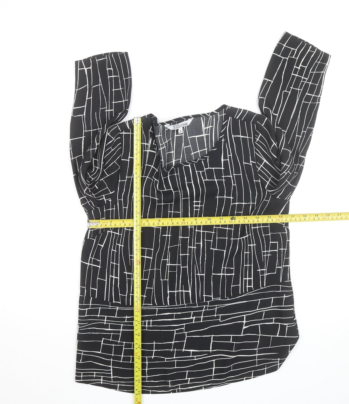 Debenhams Petite Collection Black Geometric Blouse Size 8