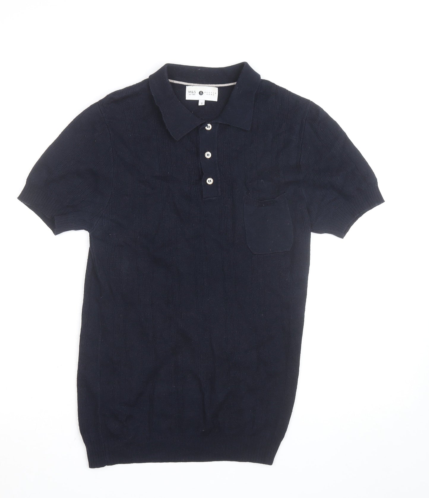 Marks and Spencer Kestin Hare Womens Navy Small Polo Shirt Cotton Knit