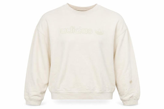 Adidas Women Beige Cotton Crew Neck Pullover Sweatshirt L