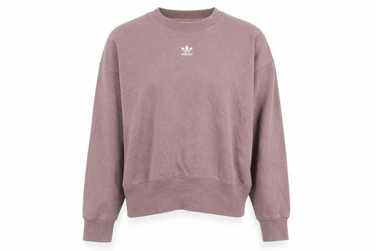Adidas Women Mauve Cotton Blend Crew Neck Pullover Sweatshirt UK 8