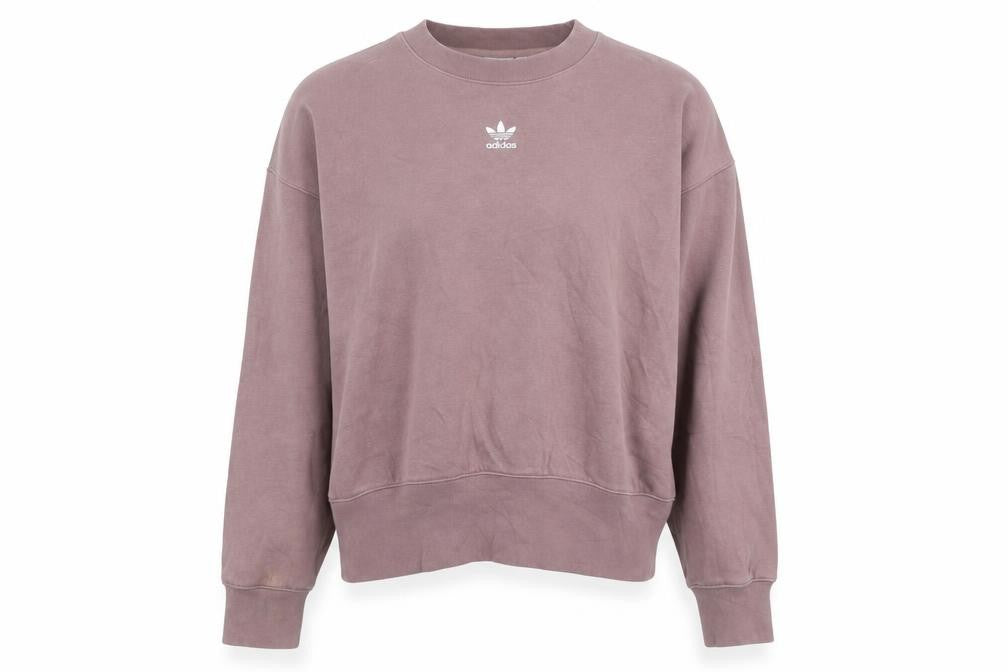 Adidas Women Mauve Cotton Blend Crew Neck Pullover Sweatshirt UK 8