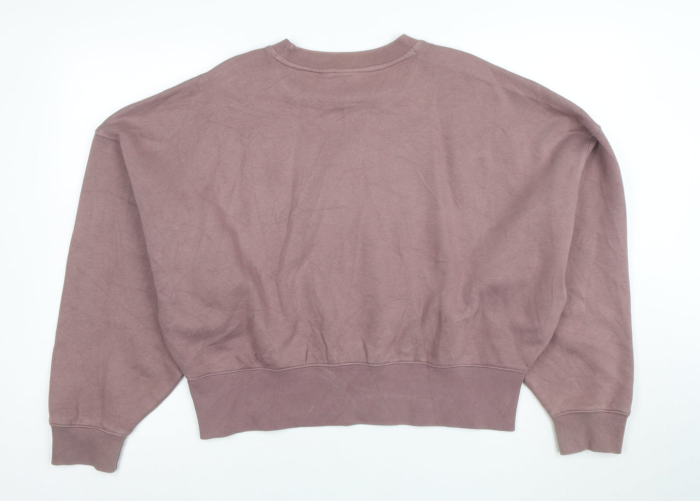 Adidas Women Mauve Cotton Blend Crew Neck Pullover Sweatshirt UK 8