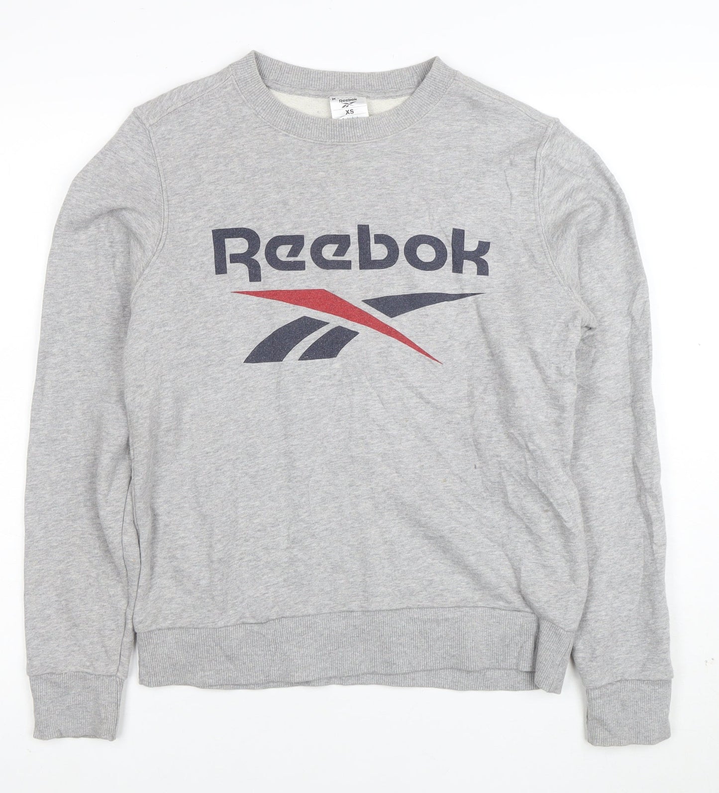 Reebok Womens Grey XS Pullover Sweatshirt with Logo Print
