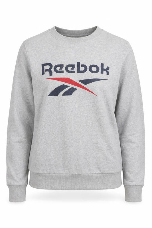 Reebok Womens Grey XS Pullover Sweatshirt with Logo Print