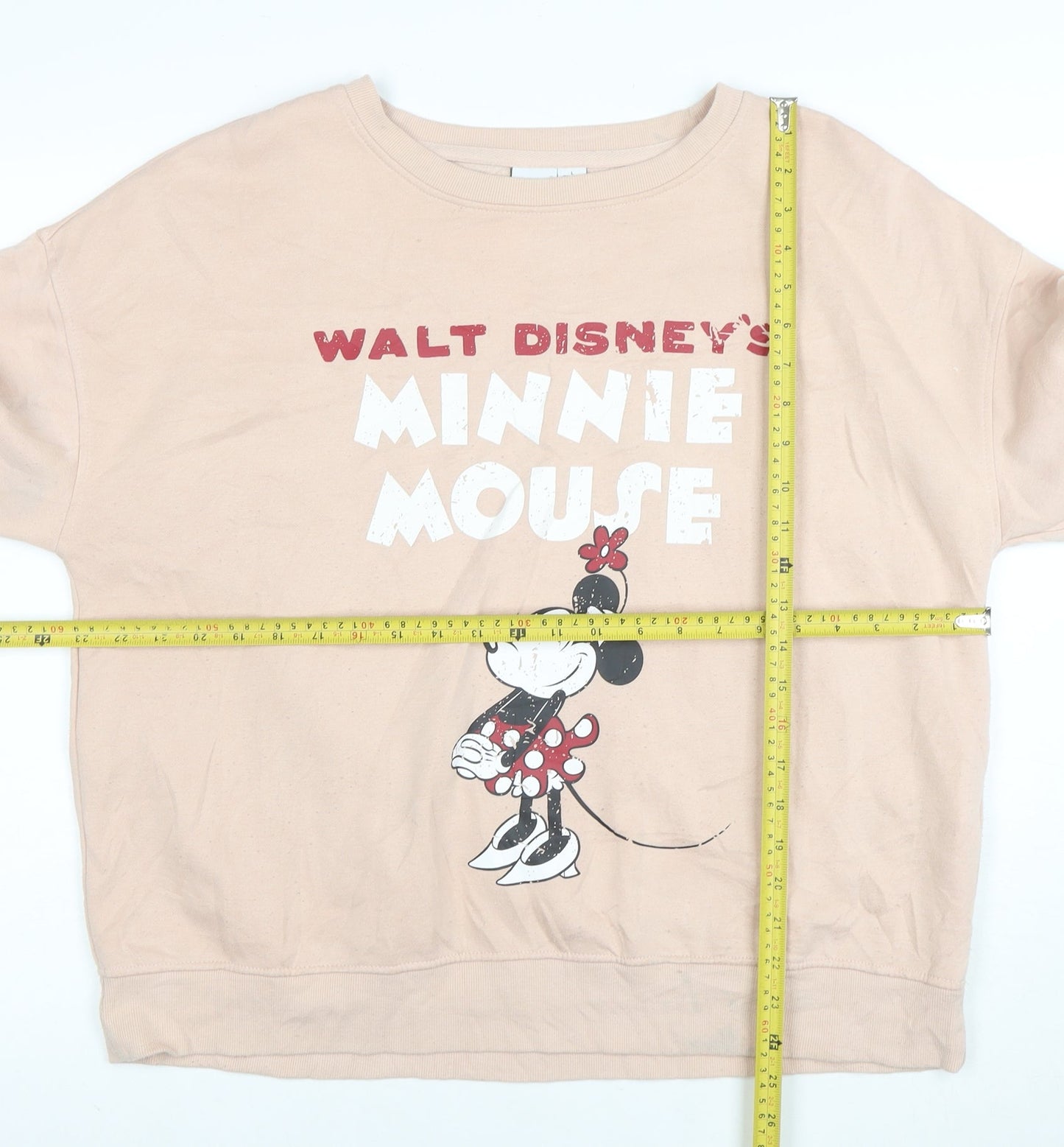 Disney Women Beige Minnie Mouse Pullover Sweatshirt Size 16 L