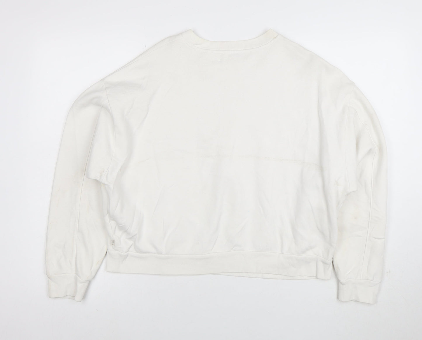 Levi's Womens White Cotton Logo Pullover Sweatshirt Size S