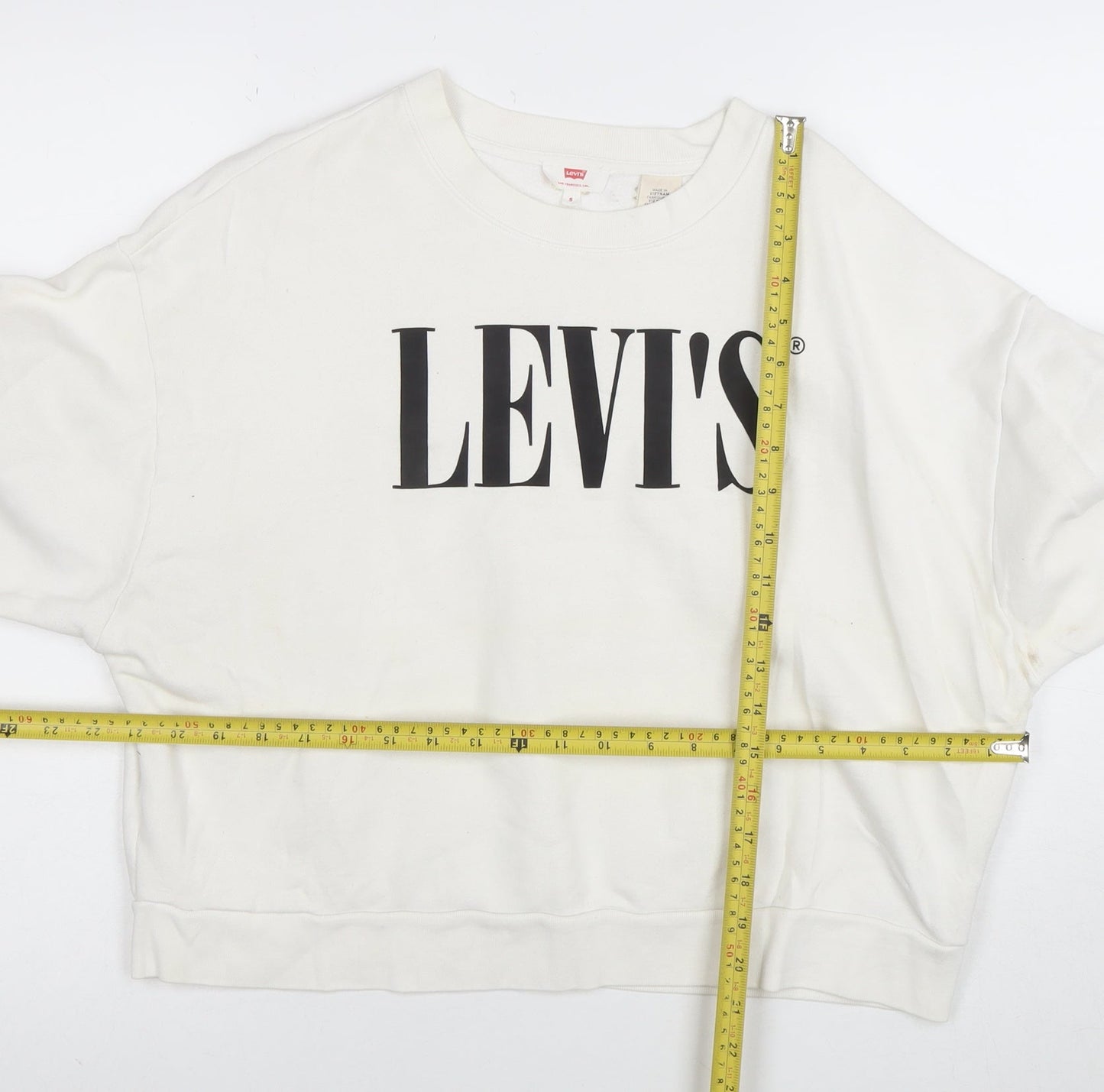 Levi's Womens White Cotton Logo Pullover Sweatshirt Size S
