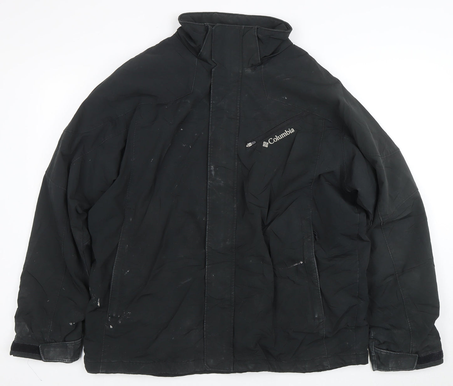 Columbia Men's Black Parka Jacket L Waterproof Windproof Outdoor