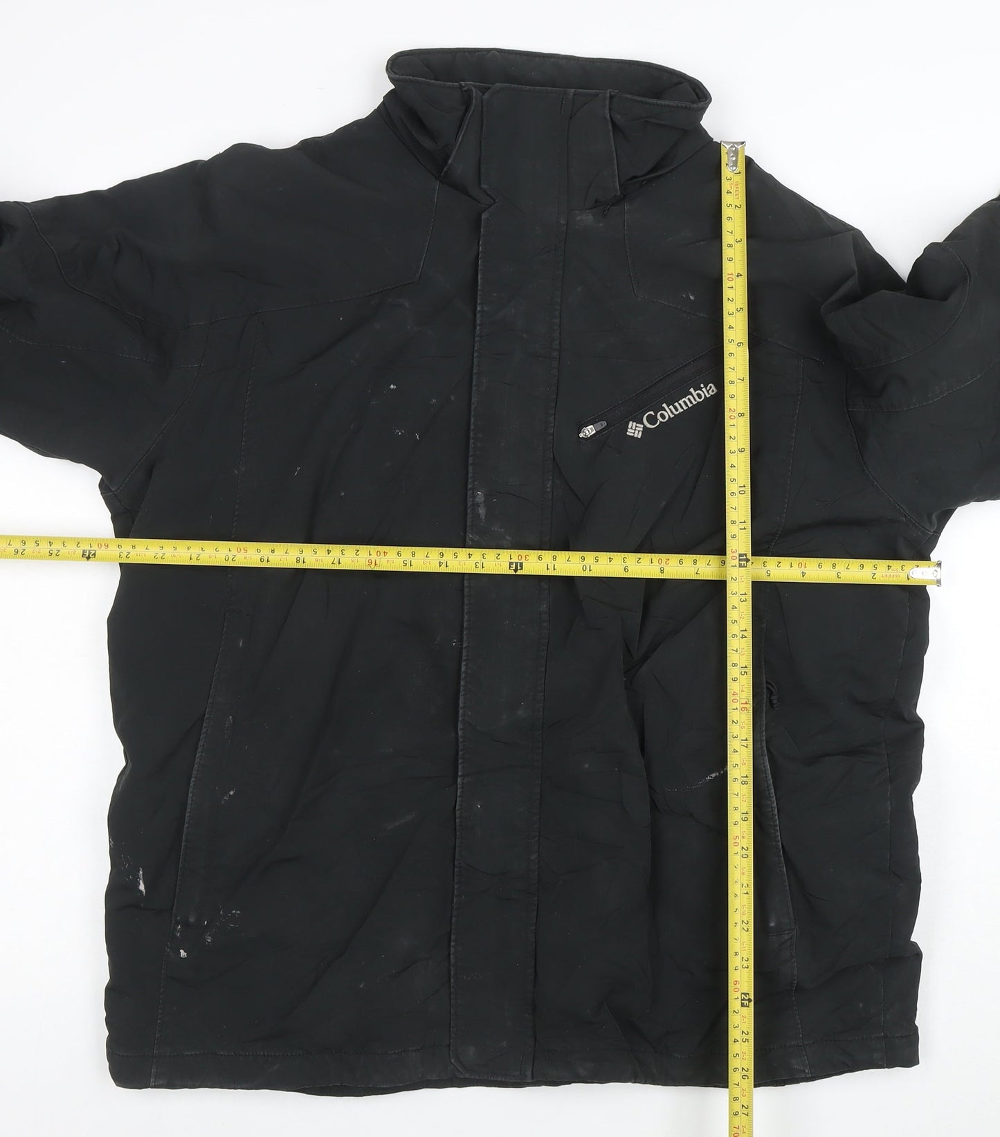 Columbia Men's Black Parka Jacket L Waterproof Windproof Outdoor