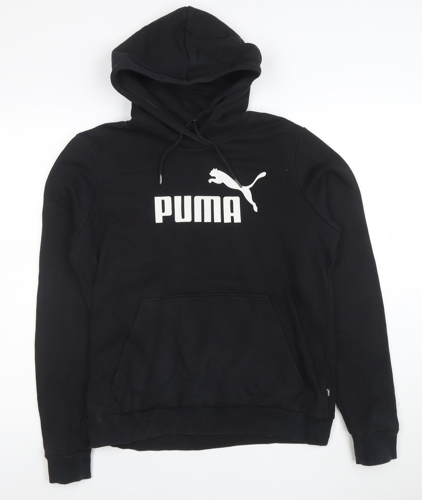 Puma Women's Black Size 14 Pullover Hoodie with Logo Print