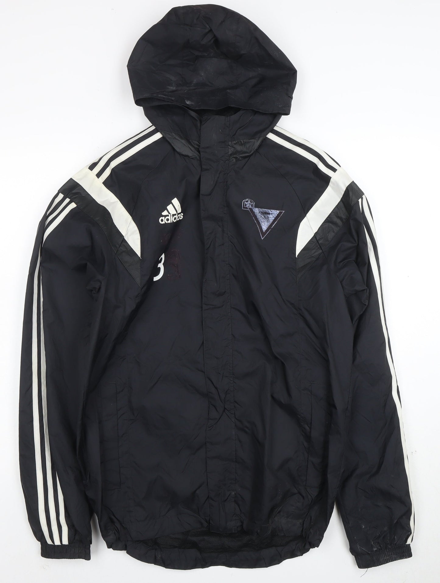 Adidas Men's Black S Hooded Windbreaker Waterproof Sports Jacket