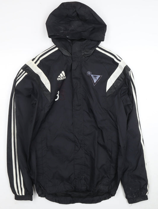 Adidas Men's Black S Hooded Windbreaker Waterproof Sports Jacket