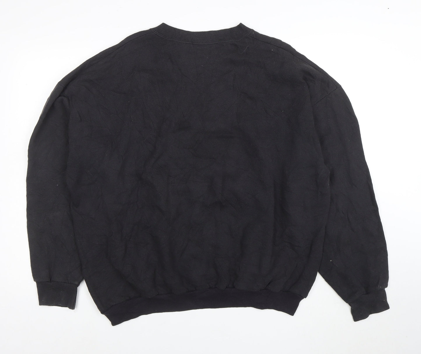 Lee Women Black Cotton Blend Pullover Sweatshirt Up North Print M