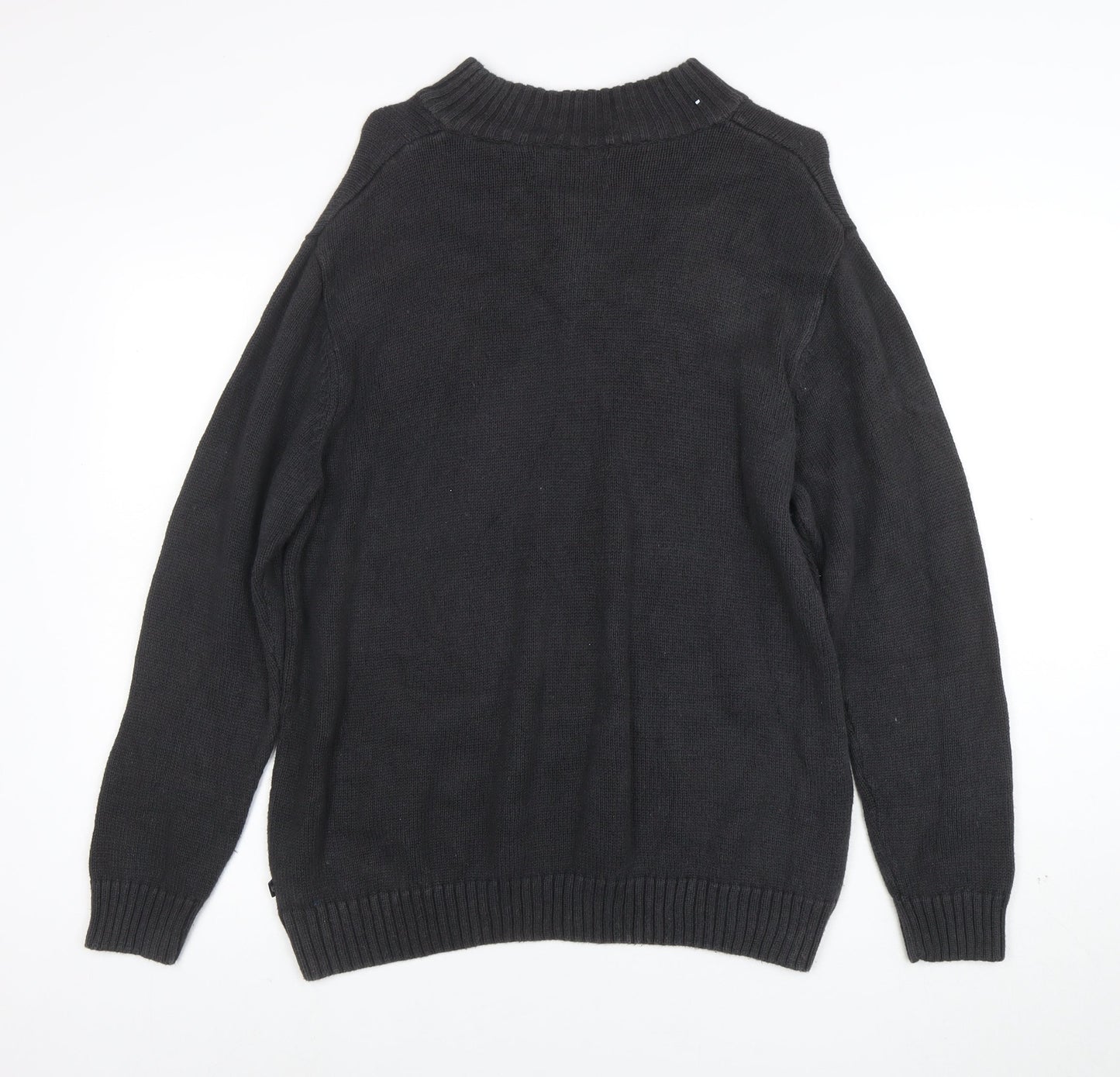Chaps Men's Grey Fair Isle 1/4 Zip Cotton Ramie Jumper L