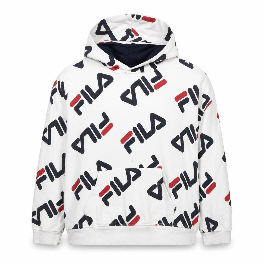 Fila Women’s White Logo Pullover Hoodie XXL Cotton Blend Casual