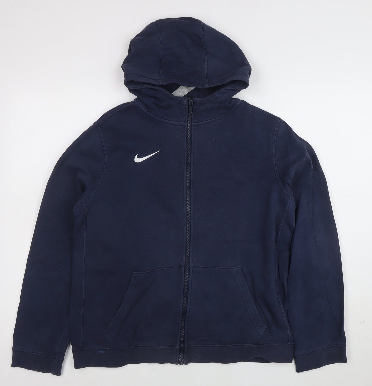 Nike Boys Navy Blue Full Zip Hoodie XL 158-170cm Cotton Blend