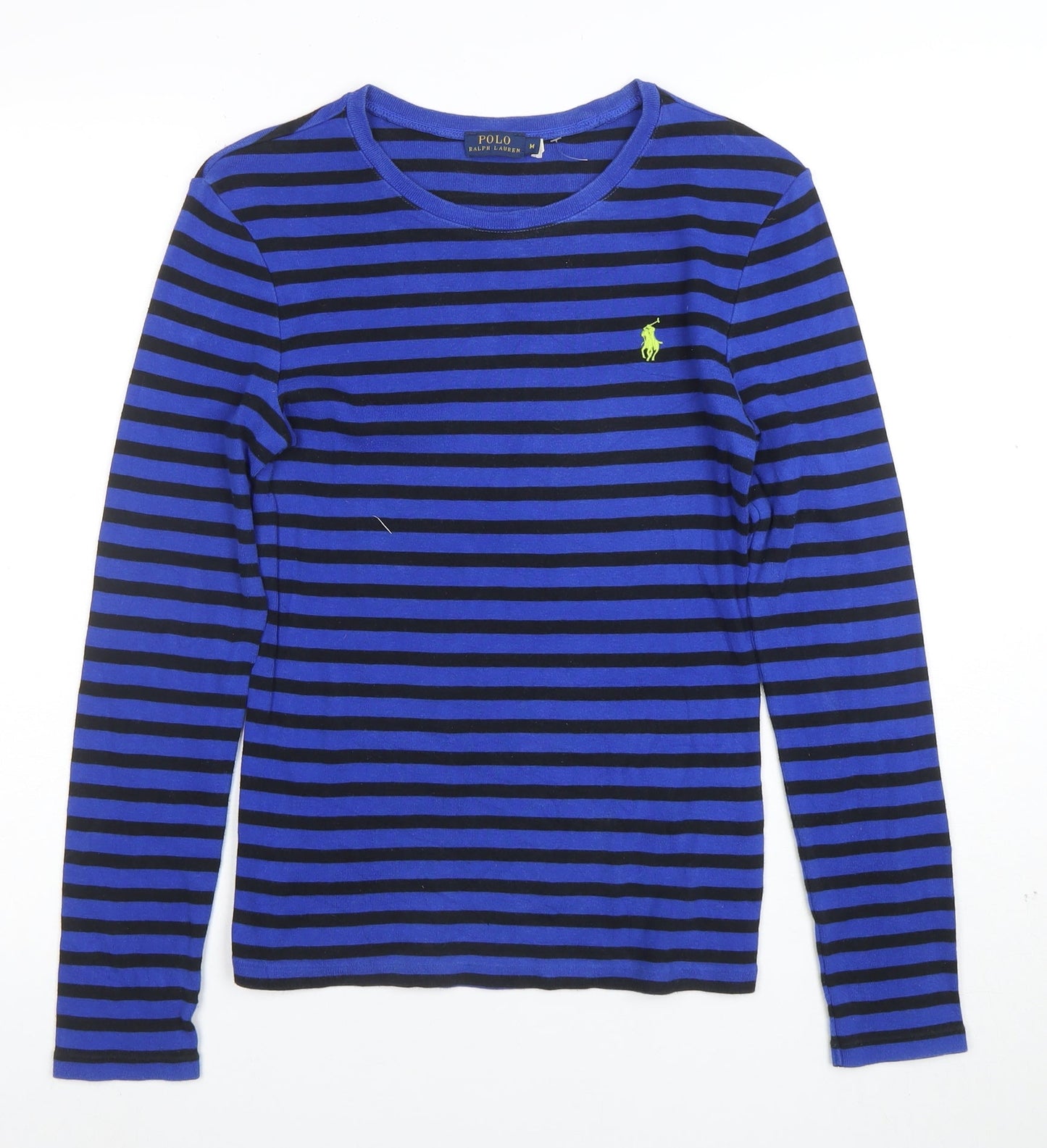 Polo Ralph Lauren Women Blue Black Striped Long Sleeve T-Shirt M