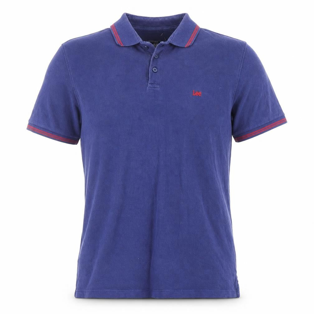 Lee Men's Blue Regular Fit Cotton Polo Shirt Size M
