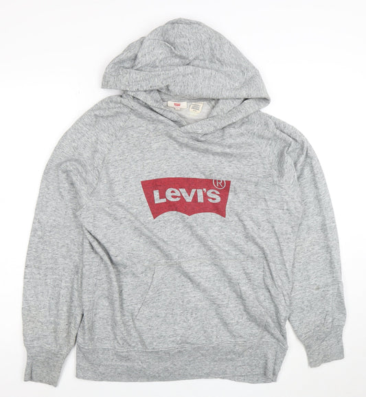 Levi's Women's Grey Pullover Hoodie Small Logo Cotton Blend