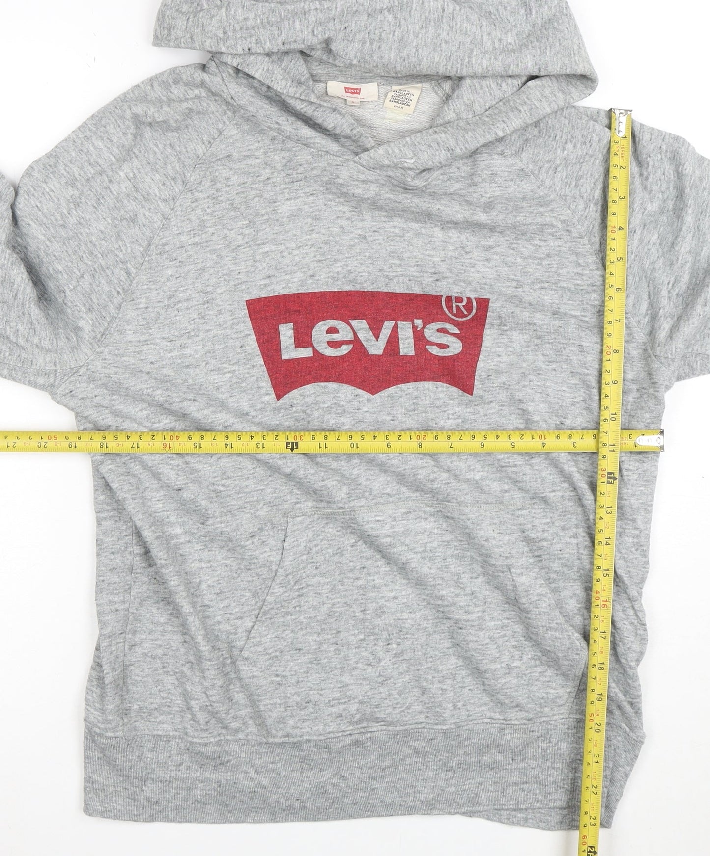 Levi's Women's Grey Pullover Hoodie Small Logo Cotton Blend