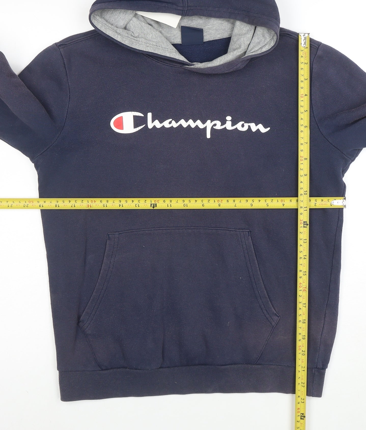 Champion Boys Navy Blue Pullover Hoodie X-Large 13-14 Years Cotton Blend