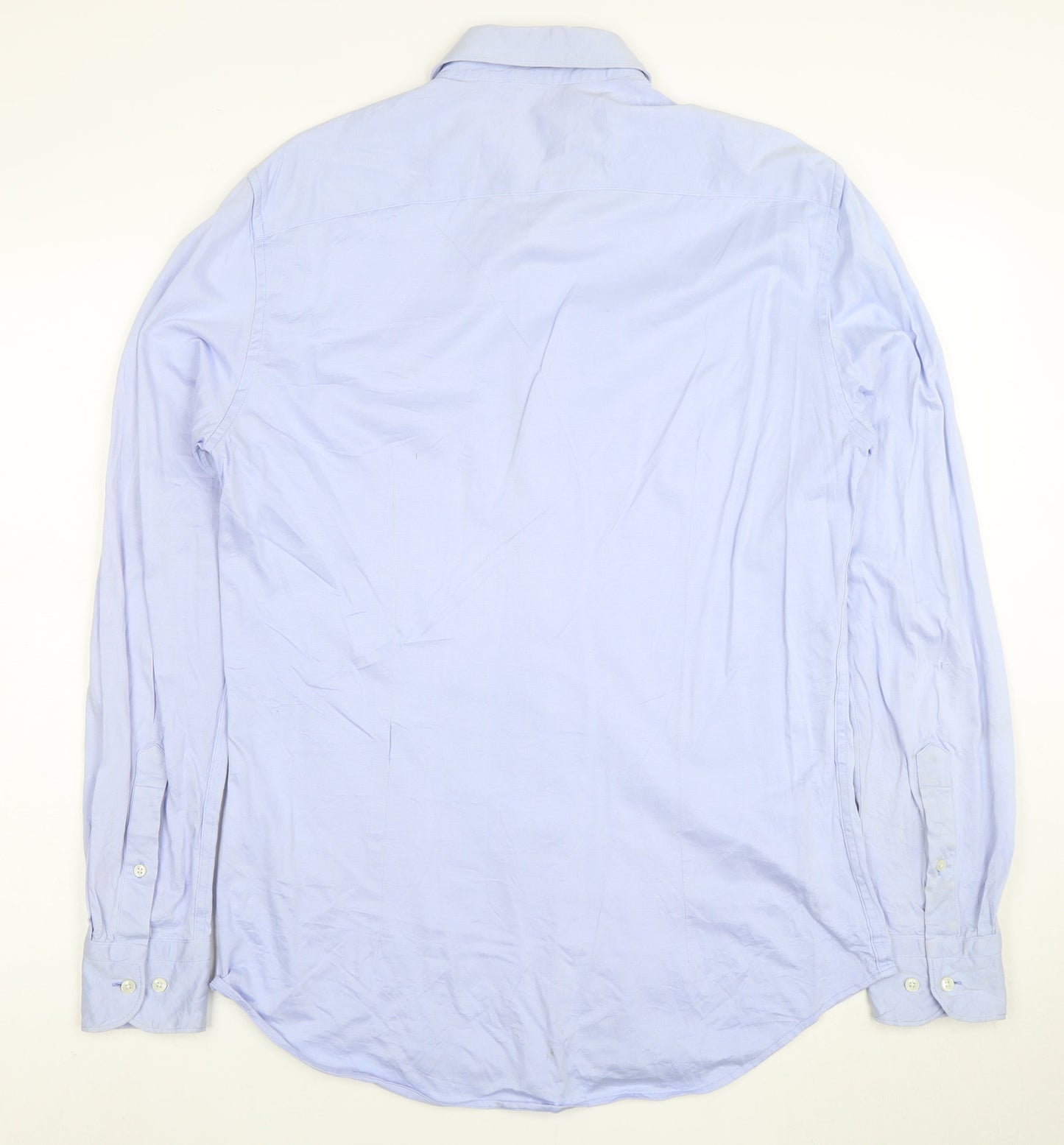 Tommy Hilfiger Men's Blue Slim Fit Cotton Button-Up Shirt 15.5