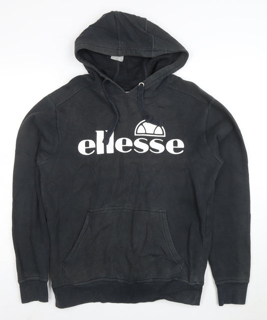 Ellesse Womens Black Pullover Hoodie Medium Cotton Blend Logo