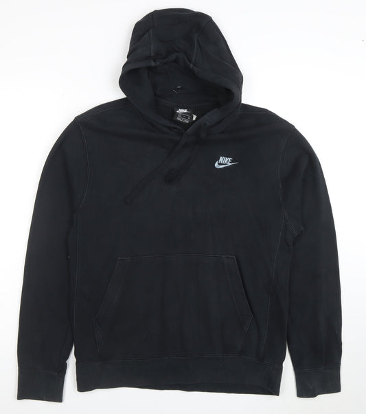 Nike Mens Black Pullover Hoodie Size S Regular Fit Fleece Sweatshirt